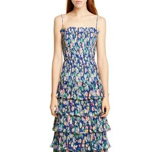 Amur viola dress blue tiered floral xs 0